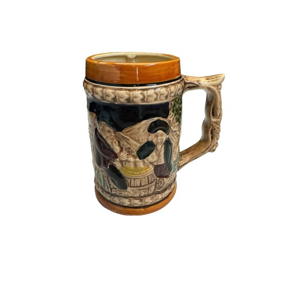 Beer Stein Mug Made In Japan German Pub‎ Trimont Ceramic Antique Set Of 2 - Picture 10 of 11
